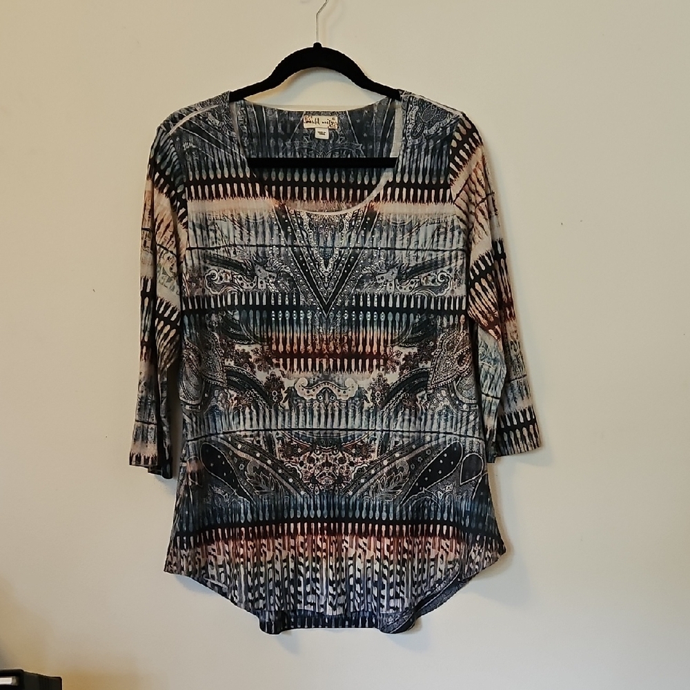 Graphic Tunic Blouse Relaxed Fit